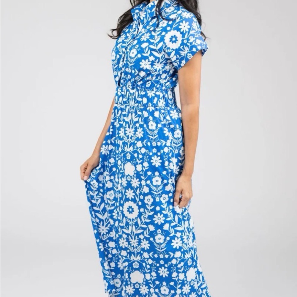 Beau and Ro Lisa Dress in Cobalt Folk Flower